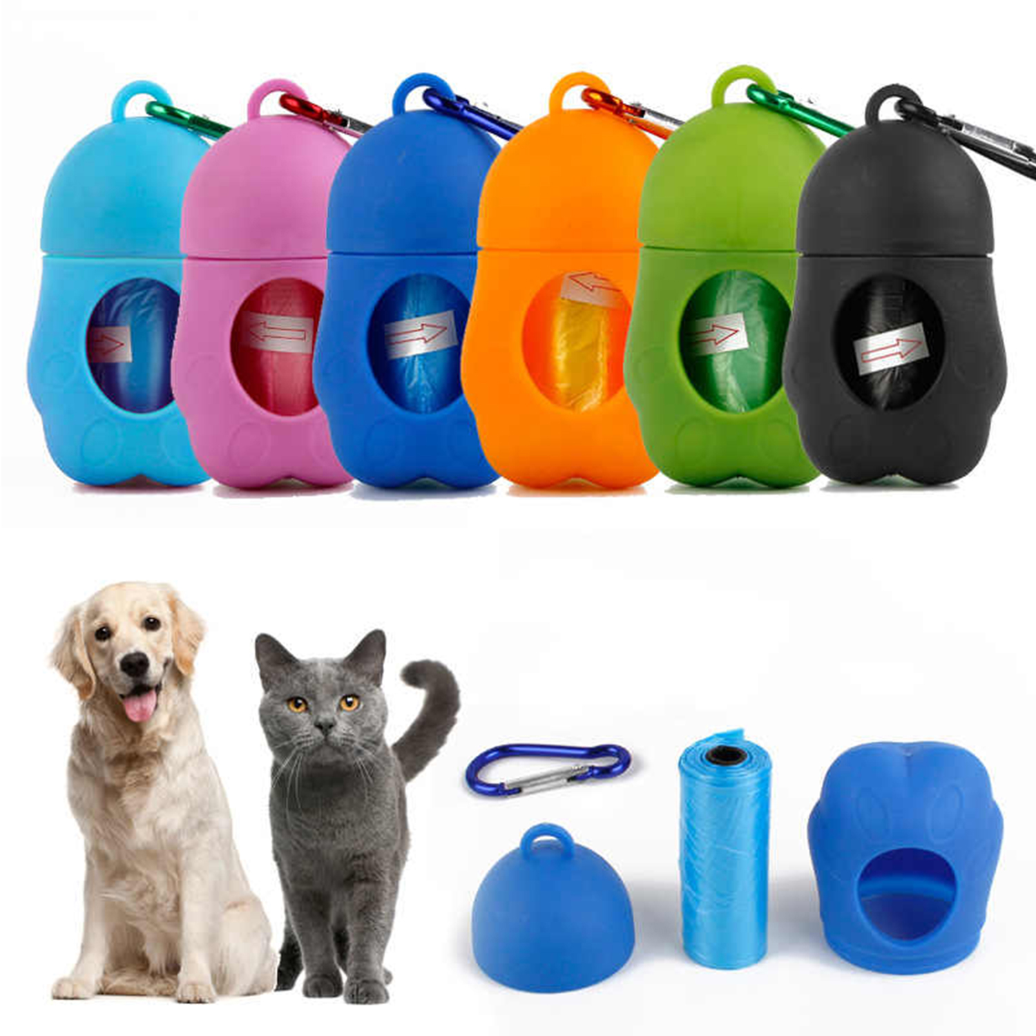 Dispensador de Bolsas para Paseo de Mascotas (5 rollos). – HB Importaciones